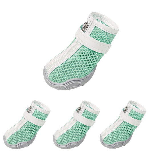 Breathable Mesh Dog Boots with Anti-Slip Sole and Adjustable Straps for Paw Protection
