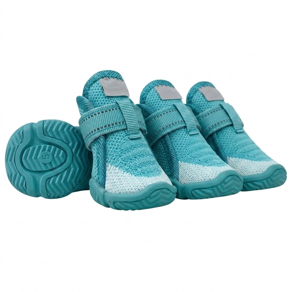 Breathable Knit Mesh Dog Boots with Anti-Slip Rubber Sole and Reflective Straps