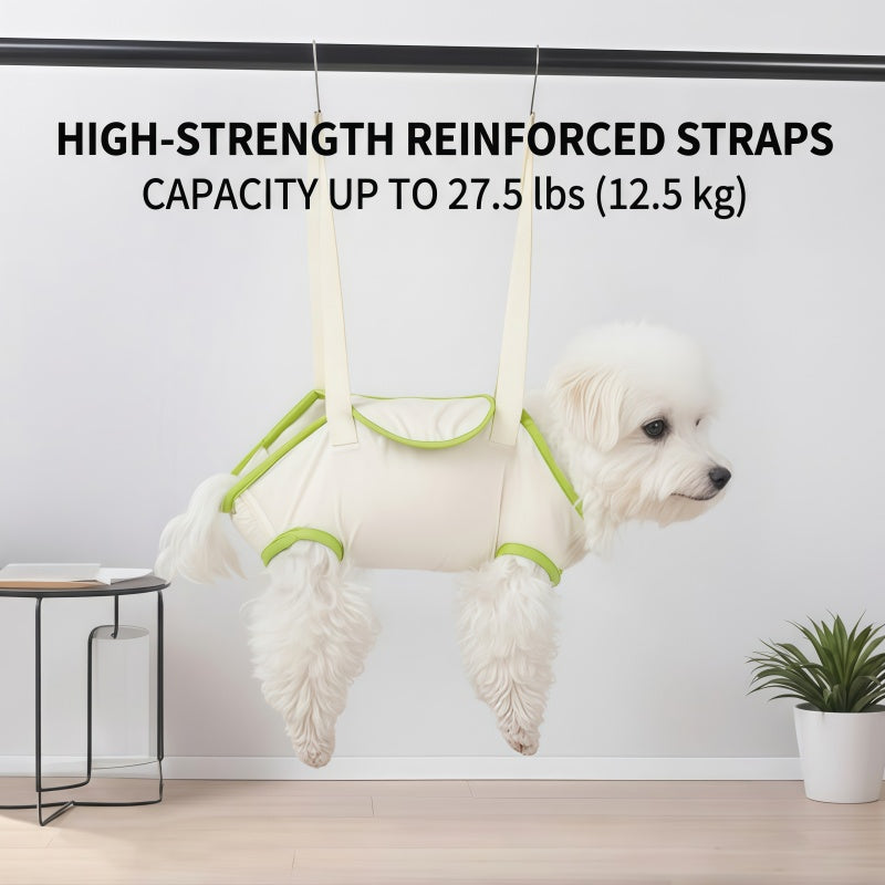 Breathable Pet Grooming Hammock Sling with Alloy Hooks & Adjustable Straps for Dogs and Cats