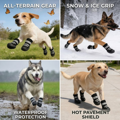 Breathable All-Weather Dog Boots with Anti-Slip Rubber Sole & Reflective Straps - All-Terrain Paw Protectors
