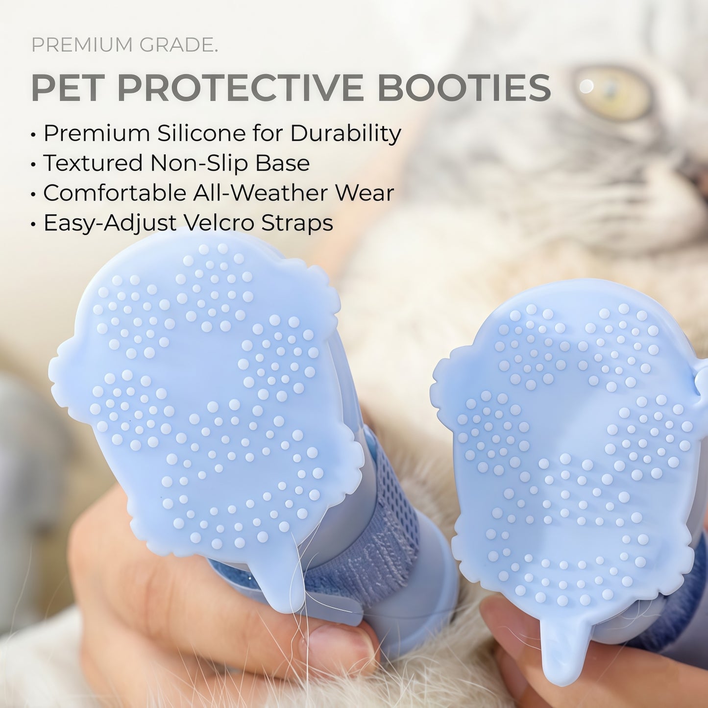 Waterproof Silicone Dog Boots, Non-Slip Pet Paw Protectors with Adjustable Straps for All-Weather