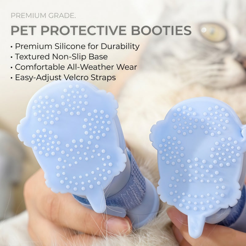 Waterproof Silicone Dog Boots, Non-Slip Pet Paw Protectors with Adjustable Straps for All-Weather