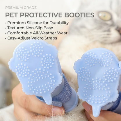 Waterproof Silicone Dog Boots, Non-Slip Pet Paw Protectors with Adjustable Straps for All-Weather