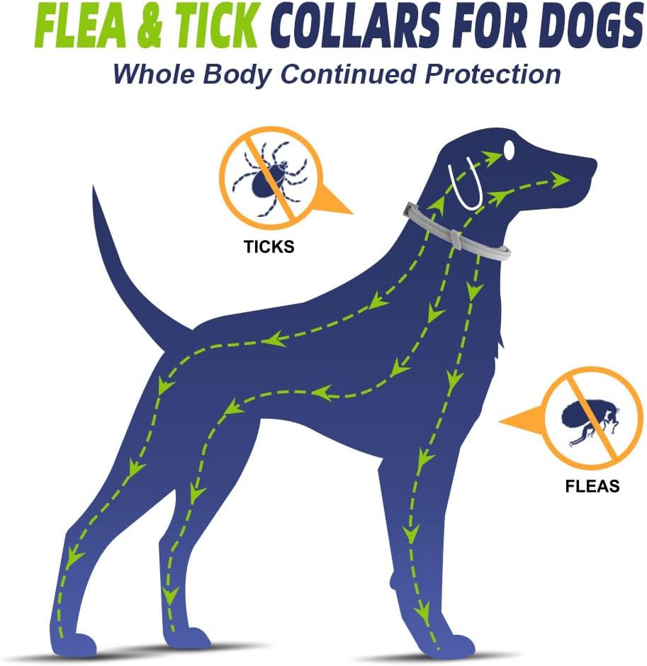 Flea and Tick Collar for Dogs & Puppies - 8-Month Protection, Water-Resistant & Adjustable (2 Pack)