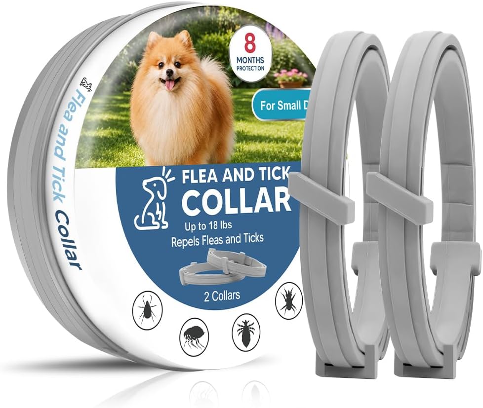 2-Pack Adjustable Flea and Tick Collar for Dogs, Water-Resistant Pet Protection Collar