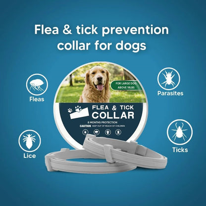 2-Pack Waterproof Flea and Tick Collar for Large Dogs (Over 18 lbs) - Up to 8 Months Pest Protection - Adjustable 25 in / 63.5 cm