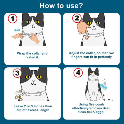 Flea and Tick Collar for Cats - 8-Month Protection, Waterproof, Natural Ingredients, 2-Pack