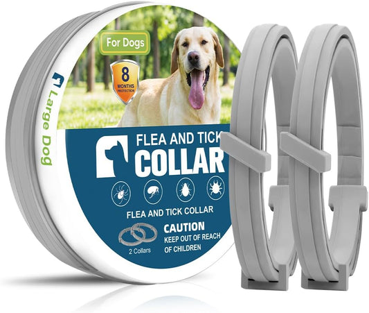 Flea and Tick Collar for Dogs & Puppies - 8-Month Protection, Water-Resistant & Adjustable (2 Pack)