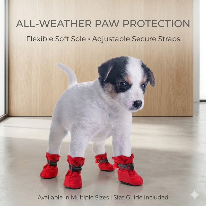 Water-Resistant Soft-Sole Dog Boots with Anti-Slip Sole and Reflective Straps