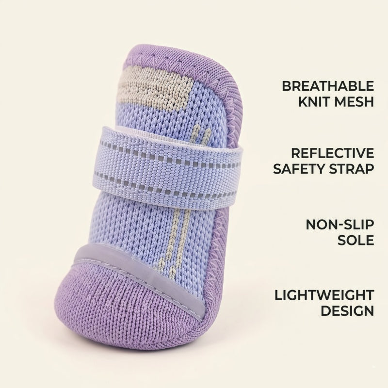 Breathable Knit Mesh Dog Boots with Anti-Slip Rubber Sole and Reflective Straps