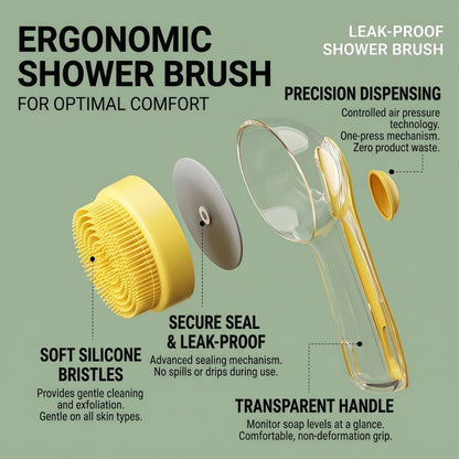 2-in-1 Pet Bath Brush with Liquid Soap Dispenser, Soft Silicone Grooming Massage Scrubber for Dogs and Cats