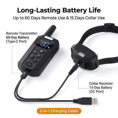 Rechargeable Dog Training Collar with Remote - 2600ft / 800m Control Range, 3 Training Modes