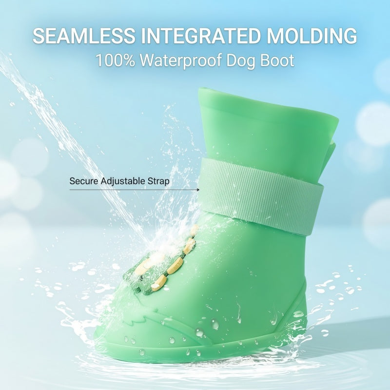 Waterproof Dog Rain Boots - Anti-Slip Silicone Paw Protectors with Adjustable Straps