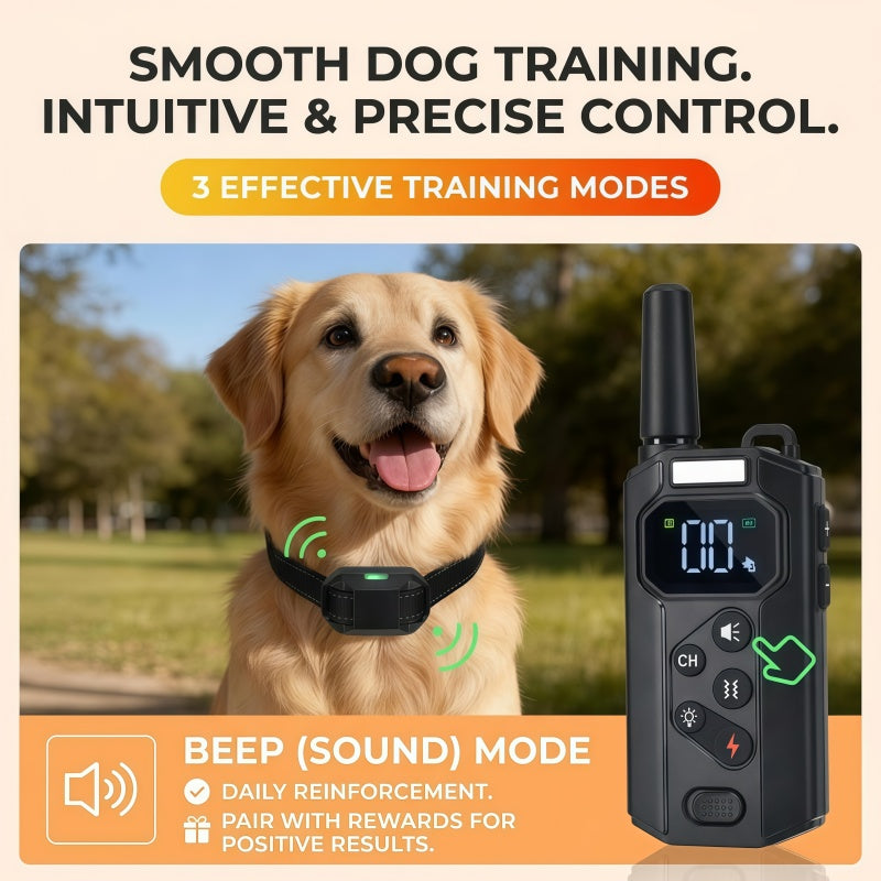 Rechargeable Dog Training Collar with Remote - 2600ft / 800m Control Range, 3 Training Modes
