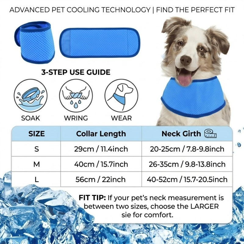 Adjustable Pet Cooling Scarf - Breathable 3D Mesh Ice Collar Bandana for Dogs & Cats, Heat Relief Outdoor Neck Wrap