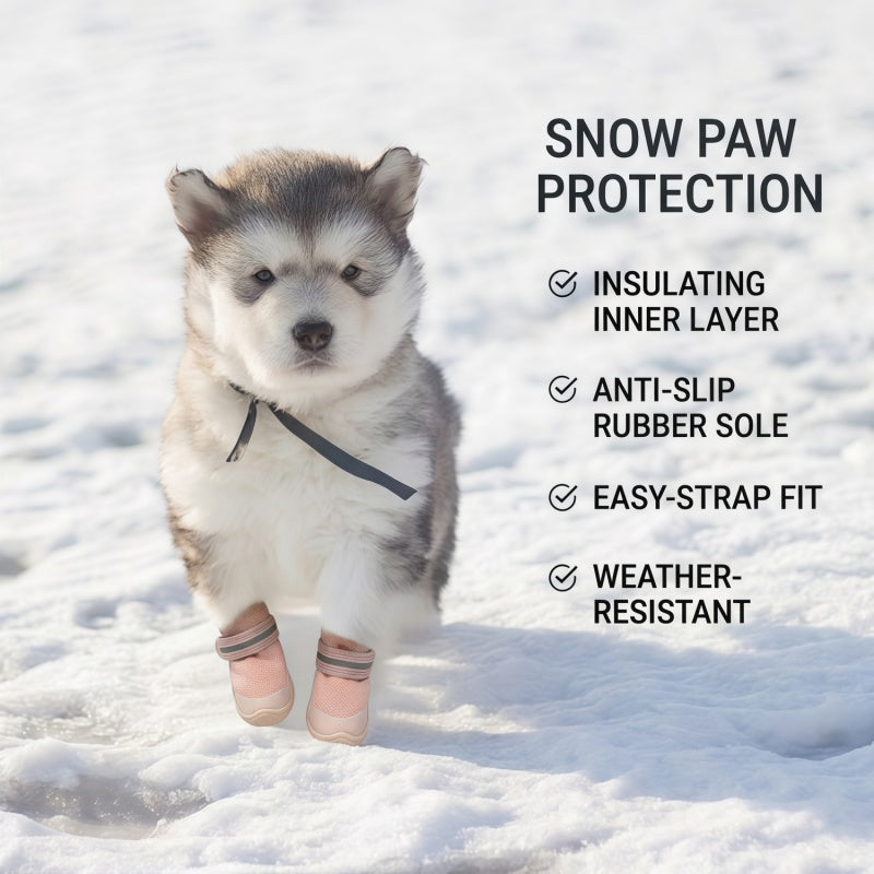 Reflective Dog Boots with Anti-Slip Sole & Breathable Mesh - All-Weather Paw Protection (Set of 4)