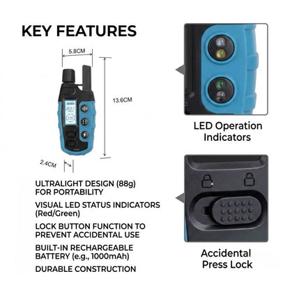 Rechargeable Dog Training Collar with Remote - 600M (2000FT) Range, IP67 Waterproof, 3 Training Modes (Beep, Vibration, Static), Fits 8-150 lbs Dogs