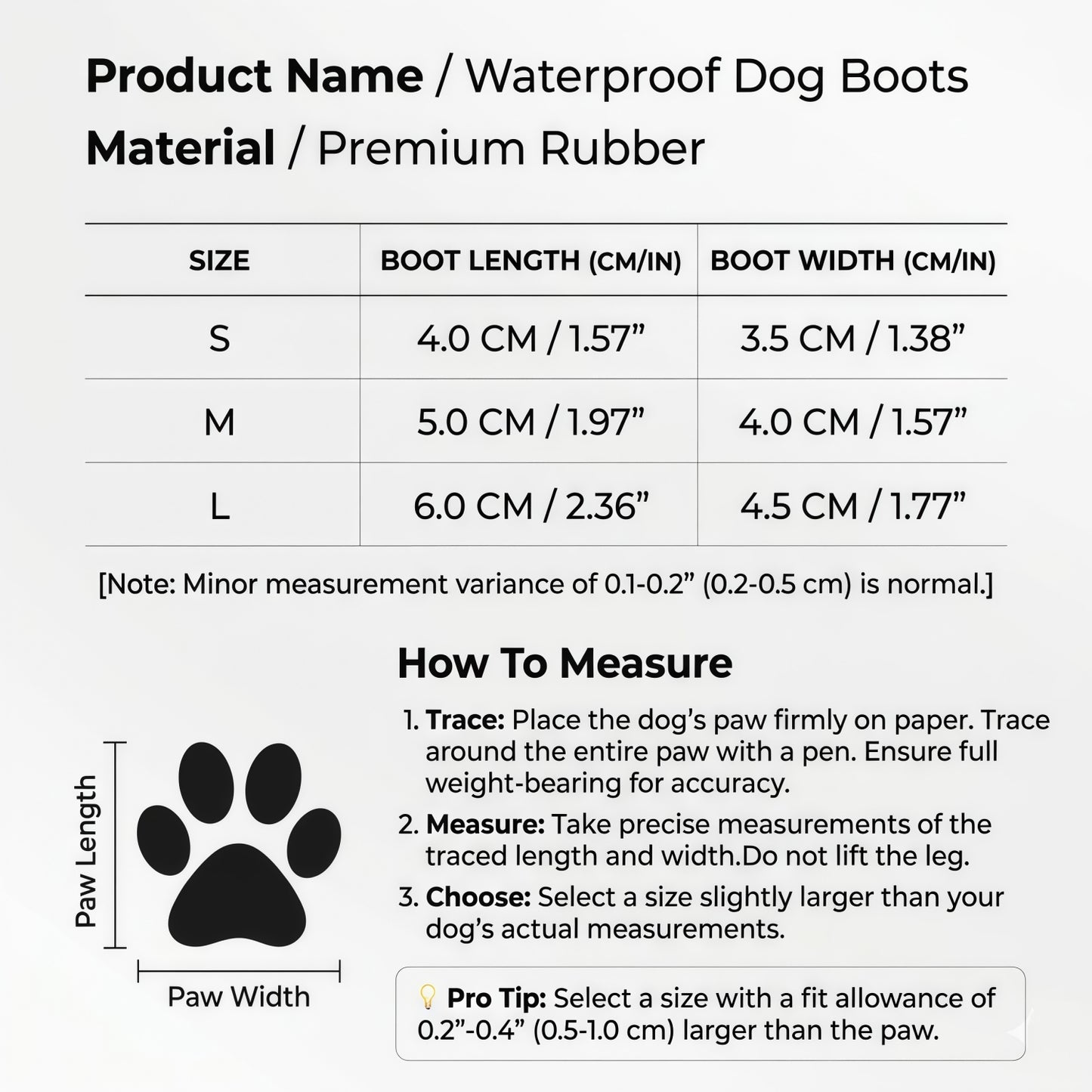 Waterproof Silicone Dog Boots, Non-Slip Pet Paw Protectors with Adjustable Straps for All-Weather