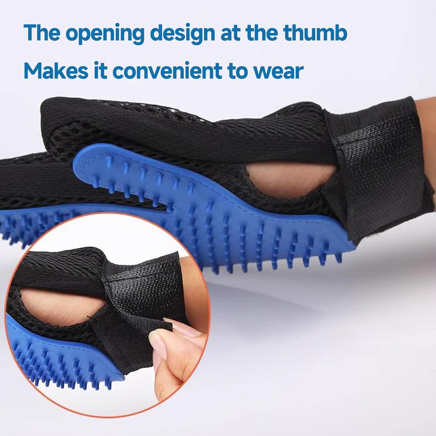Pet Grooming Gloves, Soft Silicone Gentle Deshedding Brush Gloves for Dogs & Cats, Breathable Mesh