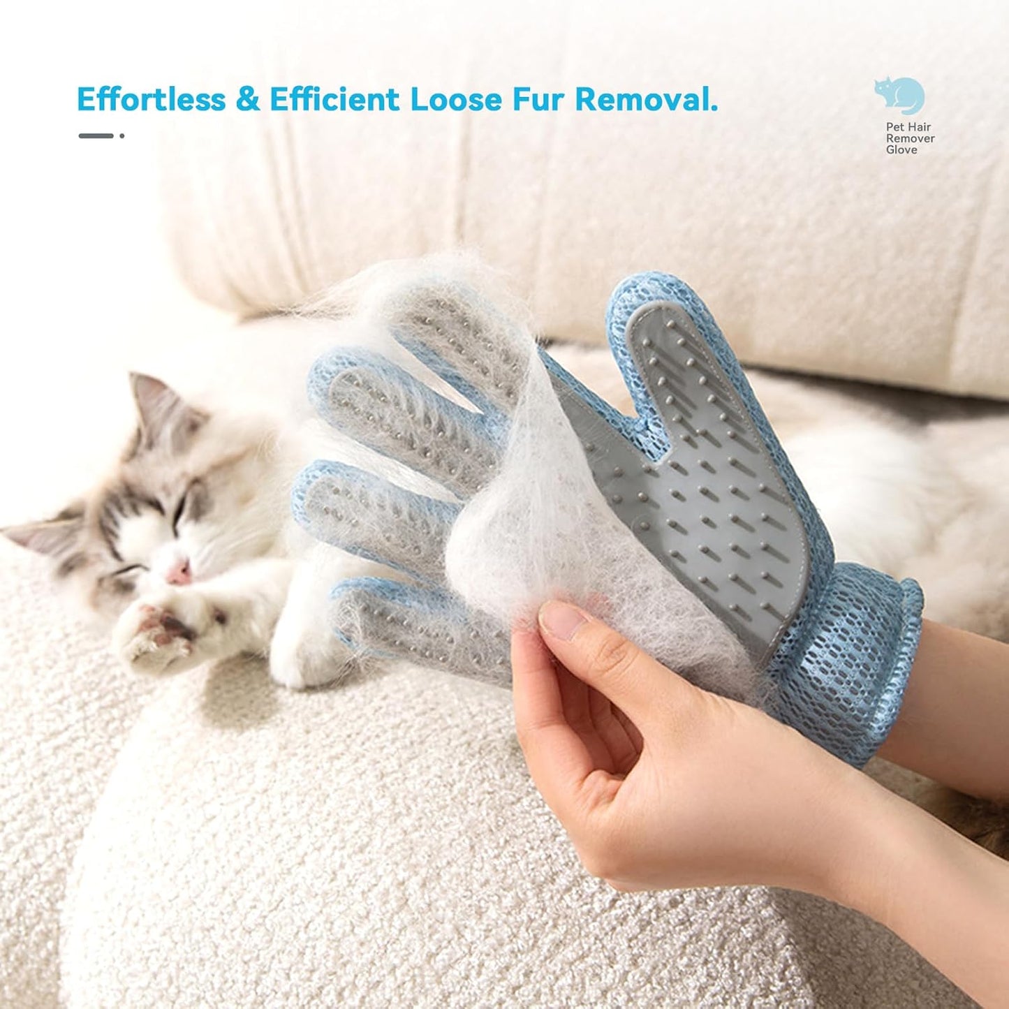 Pet Grooming Glove for Cats and Dogs - Breathable Mesh Deshedding Mitt with Soft Silicone Bristles for Gentle Hair Removal & Furniture Cleaning