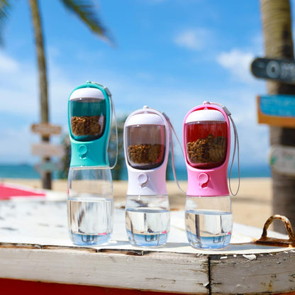 Portable Dog Water Bottle with Food Container and Water Filter - Leak-Proof Travel Pet Dispenser for Walking, Hiking