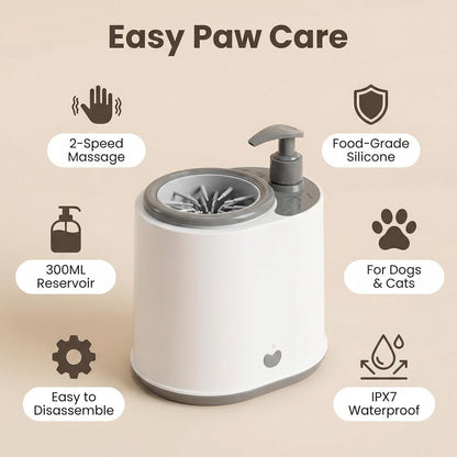 Automatic Dog Paw Cleaner with Soap Dispenser - Electric Portable Pet Paw Washer Cup with Soft Silicone Bristles