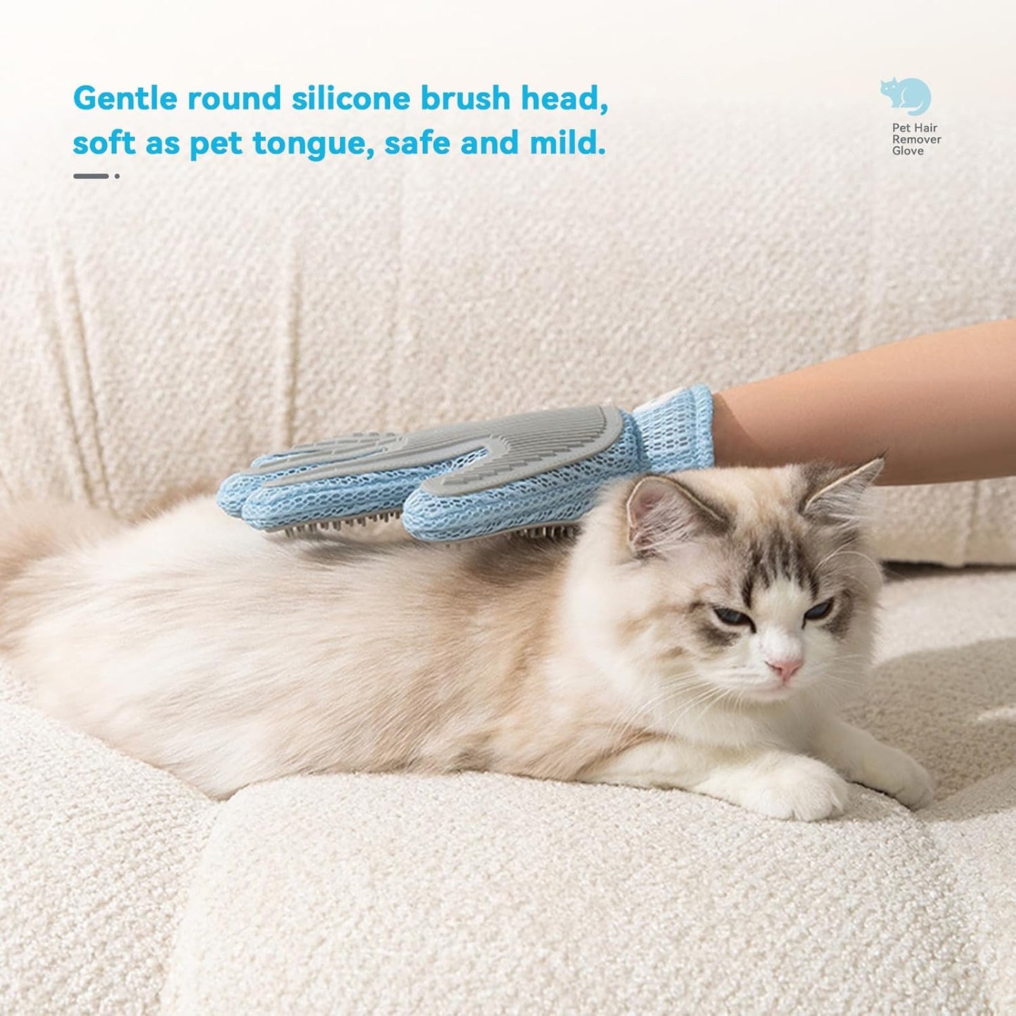 Pet Grooming Glove for Cats and Dogs - Breathable Mesh Deshedding Mitt with Soft Silicone Bristles for Gentle Hair Removal & Furniture Cleaning
