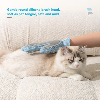 Pet Grooming Glove for Cats and Dogs - Breathable Mesh Deshedding Mitt with Soft Silicone Bristles for Gentle Hair Removal & Furniture Cleaning