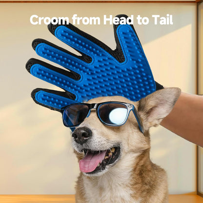 Pet Grooming Gloves, Soft Silicone Gentle Deshedding Brush Gloves for Dogs & Cats, Breathable Mesh