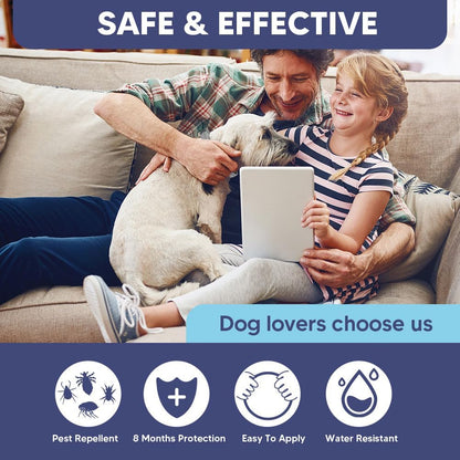 Flea and Tick Collar for Dogs & Puppies - 8-Month Protection, Water-Resistant & Adjustable (2 Pack)