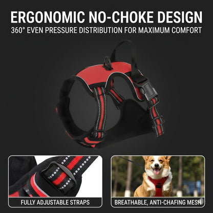 Reflective No-Pull Dog Harness with Control Handle and Leash Set - Adjustable Breathable Padded Pet Vest for Small Medium Large Dogs