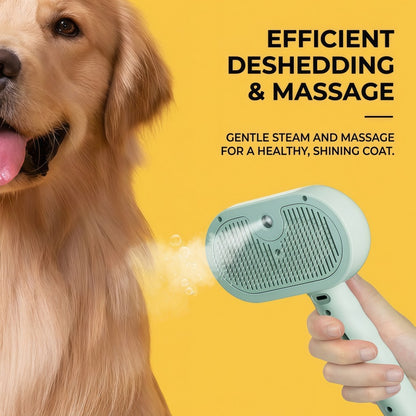3-in-1 Electric Pet Steaming Brush with Spray, Self-Cleaning Grooming & Deshedding Comb for Cats and Dogs, USB Rechargeable