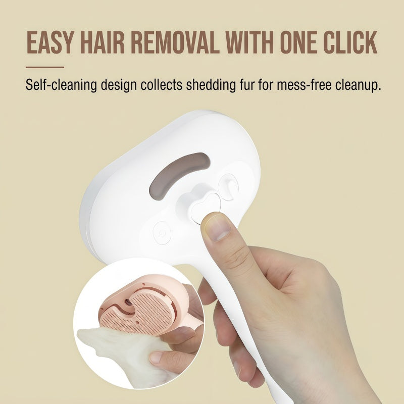 3-in-1 Electric Pet Steaming Brush with Spray, Self-Cleaning Grooming & Deshedding Comb for Cats and Dogs, USB Rechargeable