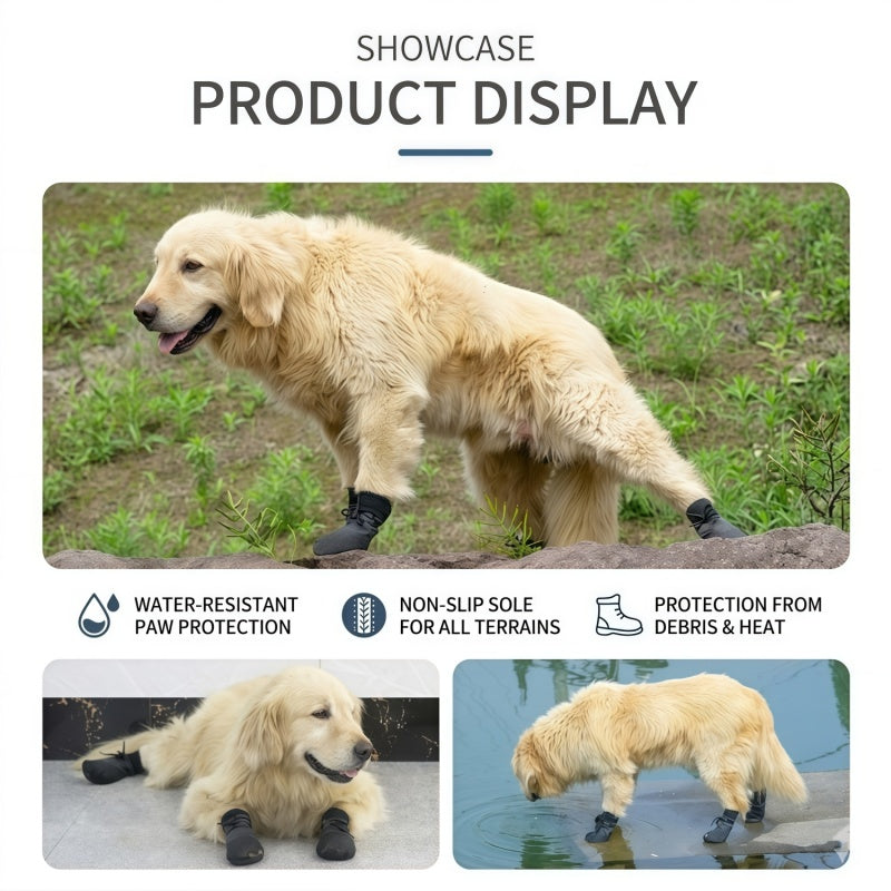 Water-Resistant Outdoor Knit Dog Boots with Non-Slip Sole & Adjustable Fastening