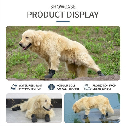 Water-Resistant Outdoor Knit Dog Boots with Non-Slip Sole & Adjustable Fastening