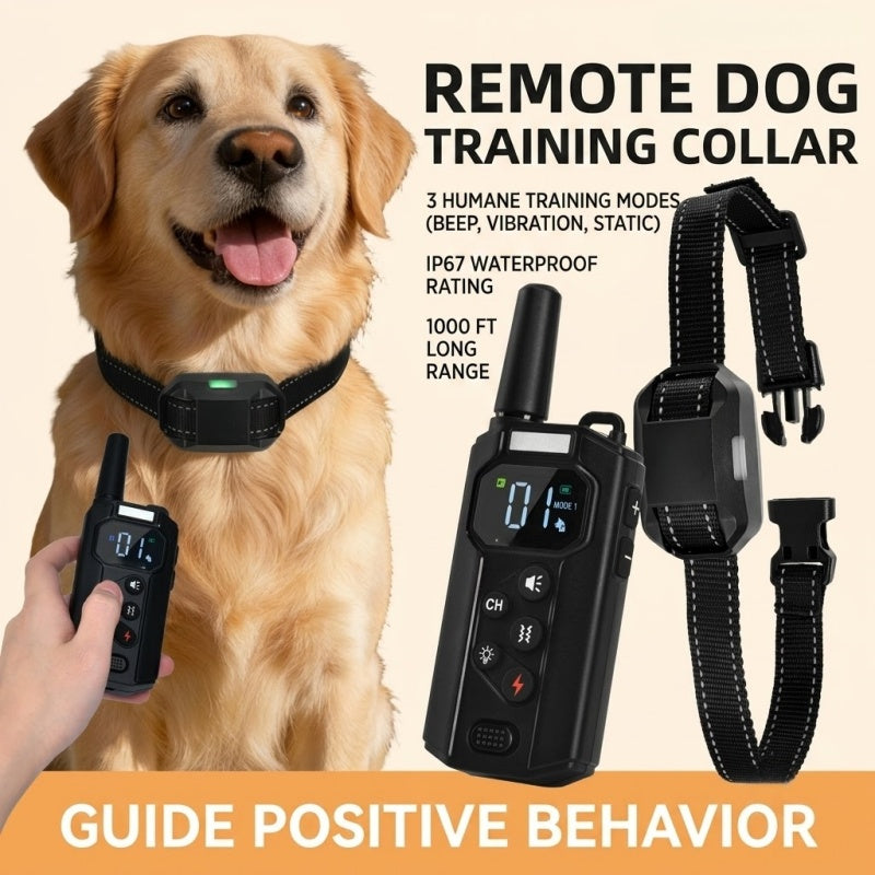 Rechargeable Dog Training Collar with Remote - 2600ft / 800m Control Range, 3 Training Modes