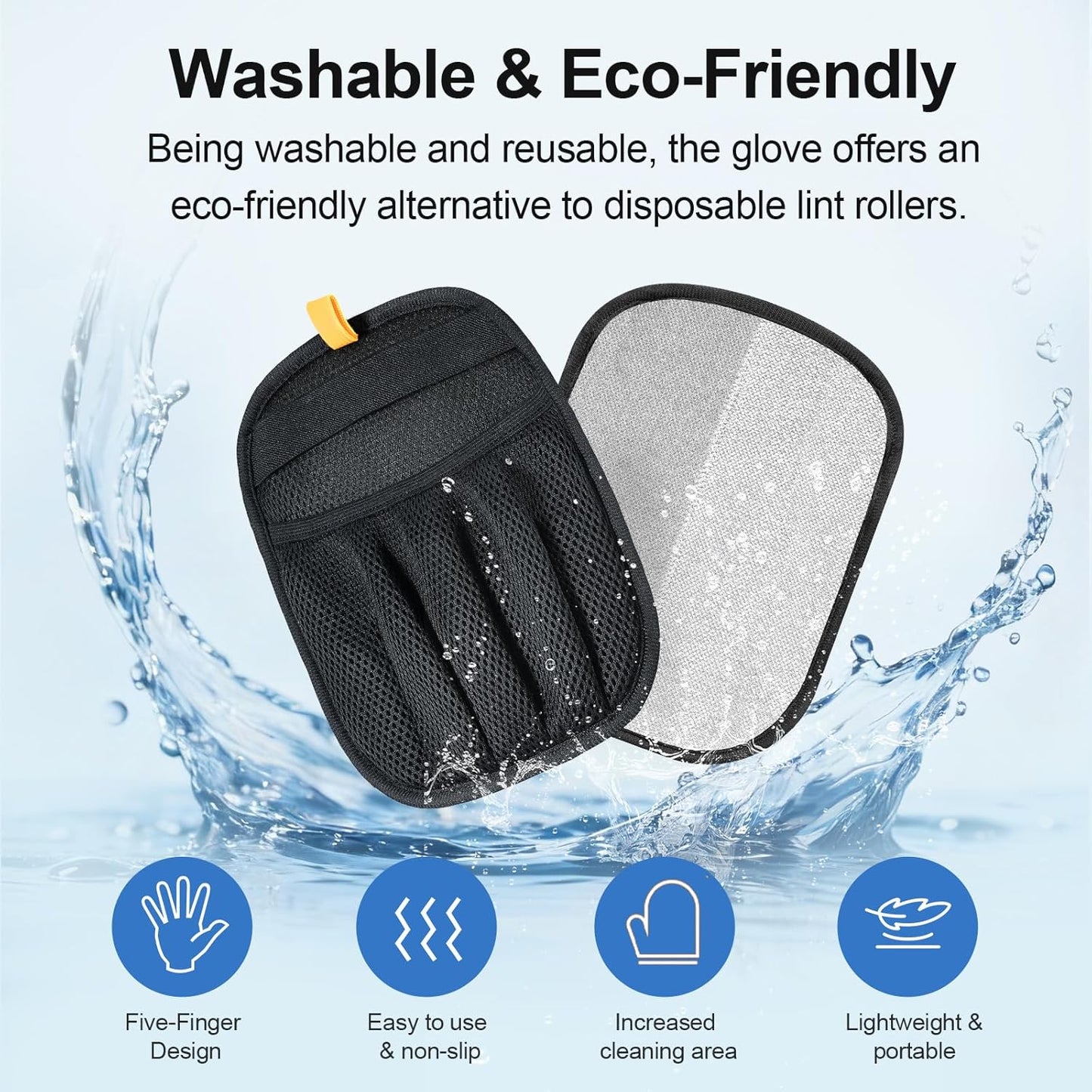 Reusable Pet Hair Remover Glove, Dual-Directional Electrostatic Lint Remover Mitt for Furniture, Couch, Bedding, Carpet & Clothing