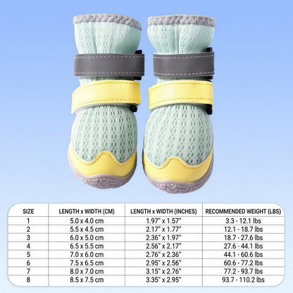 Breathable Mesh Tall Dog Boots with Reflective Straps and Anti-Slip Rubber Sole, Protective Dog Shoes for Hot Pavement and Rain, 4-Pack