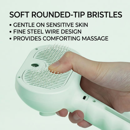 3-in-1 Electric Pet Steaming Brush with Spray, Self-Cleaning Grooming & Deshedding Comb for Cats and Dogs, USB Rechargeable