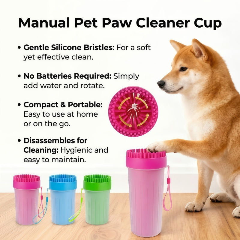 Portable Dog Paw Cleaner Cup with Soft Silicone Bristles, Manual Muddy Foot Washer for Small & Large Dogs
