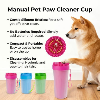 Portable Dog Paw Cleaner Cup with Soft Silicone Bristles, Manual Muddy Foot Washer for Small & Large Dogs