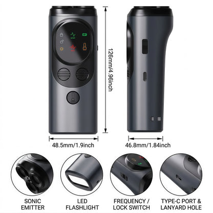 3-Head Ultrasonic Dog Training Device & Anti-Bark Deterrent with LED Flashlight, Rechargeable Dual-Mode Bark Control Tool