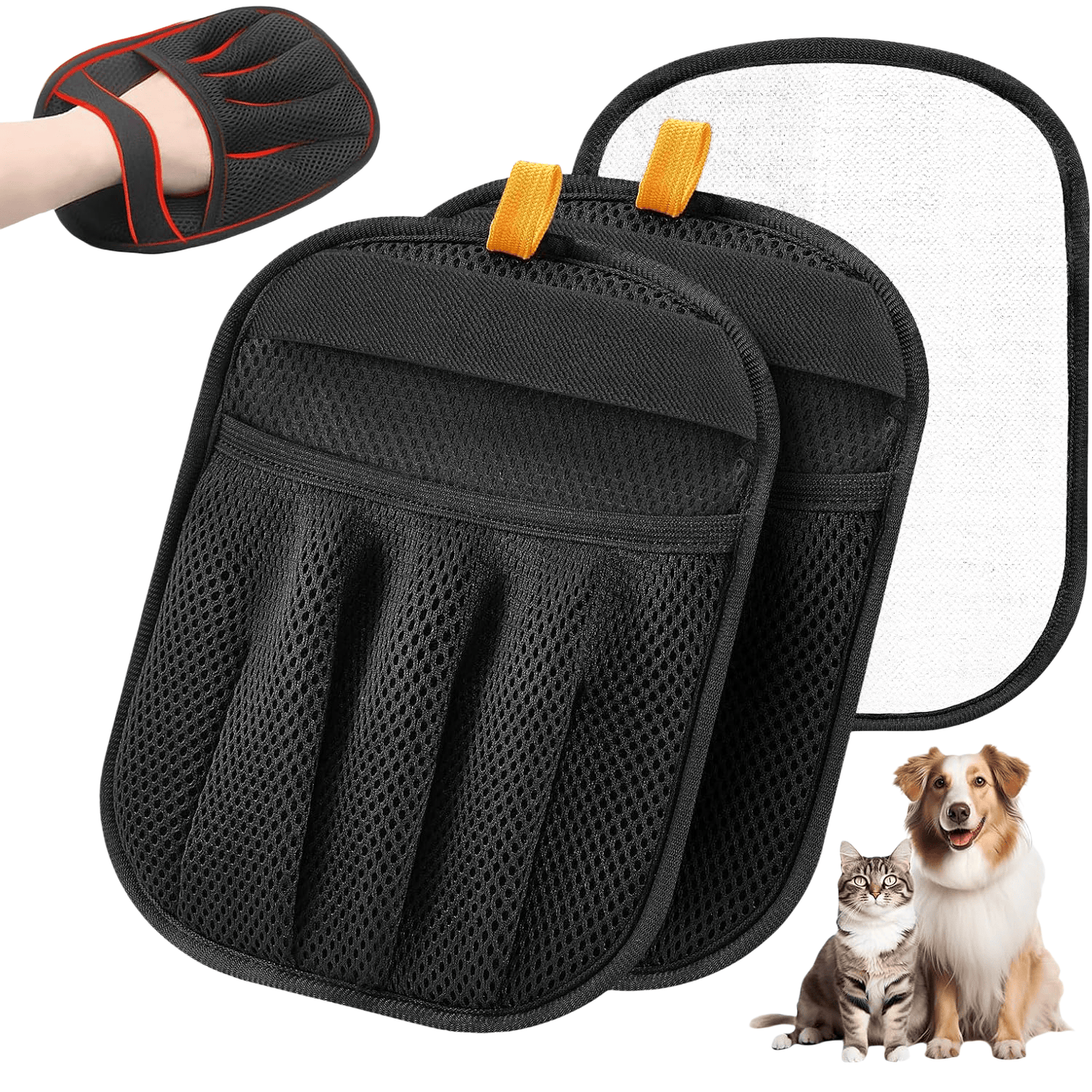 Reusable Pet Hair Remover Glove, Dual-Directional Electrostatic Lint Remover Mitt for Furniture, Couch, Bedding, Carpet & Clothing