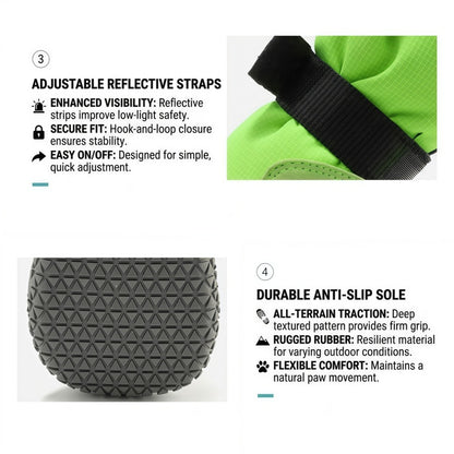 Waterproof Dog Boots with Anti-Slip Rubber Sole & Reflective Straps - All-Weather Paw Protectors