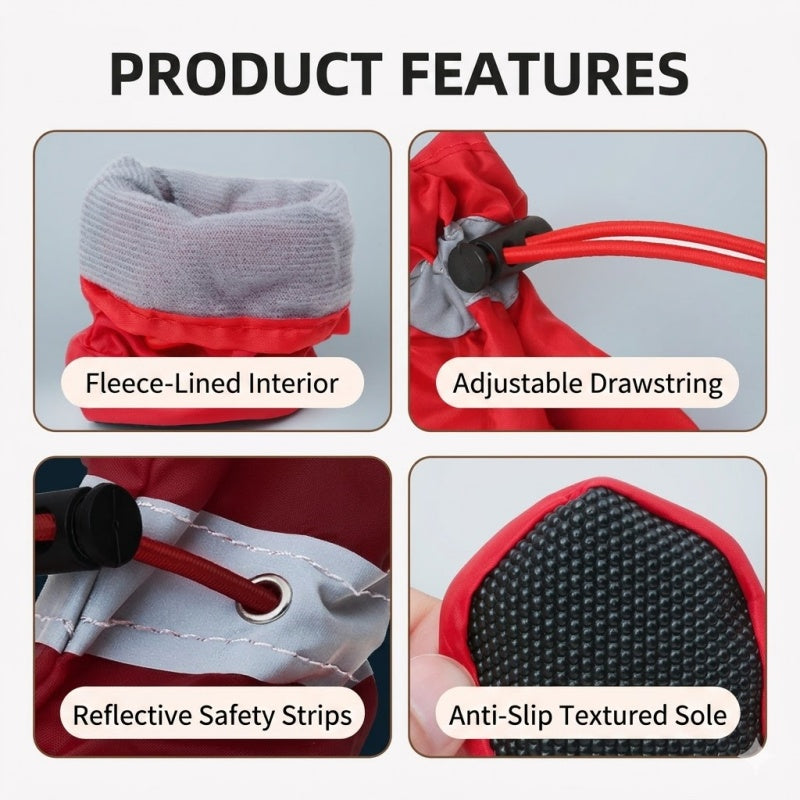 Water-Resistant Soft-Sole Dog Boots with Anti-Slip Sole and Reflective Straps