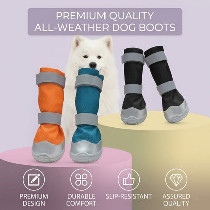 All-Weather Tall Dog Boots | Water-Resistant Anti-Slip Paw Protectors with Reflective Straps