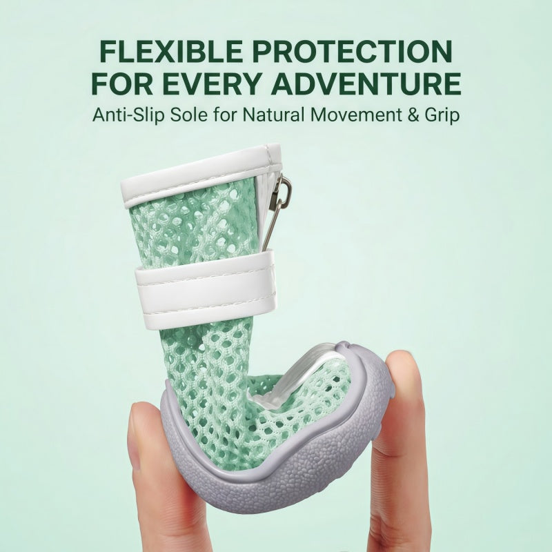 Breathable Mesh Dog Boots with Anti-Slip Sole and Adjustable Straps for Paw Protection