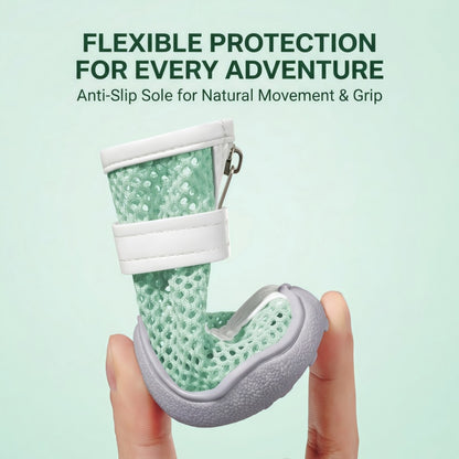 Breathable Mesh Dog Boots with Anti-Slip Sole and Adjustable Straps for Paw Protection