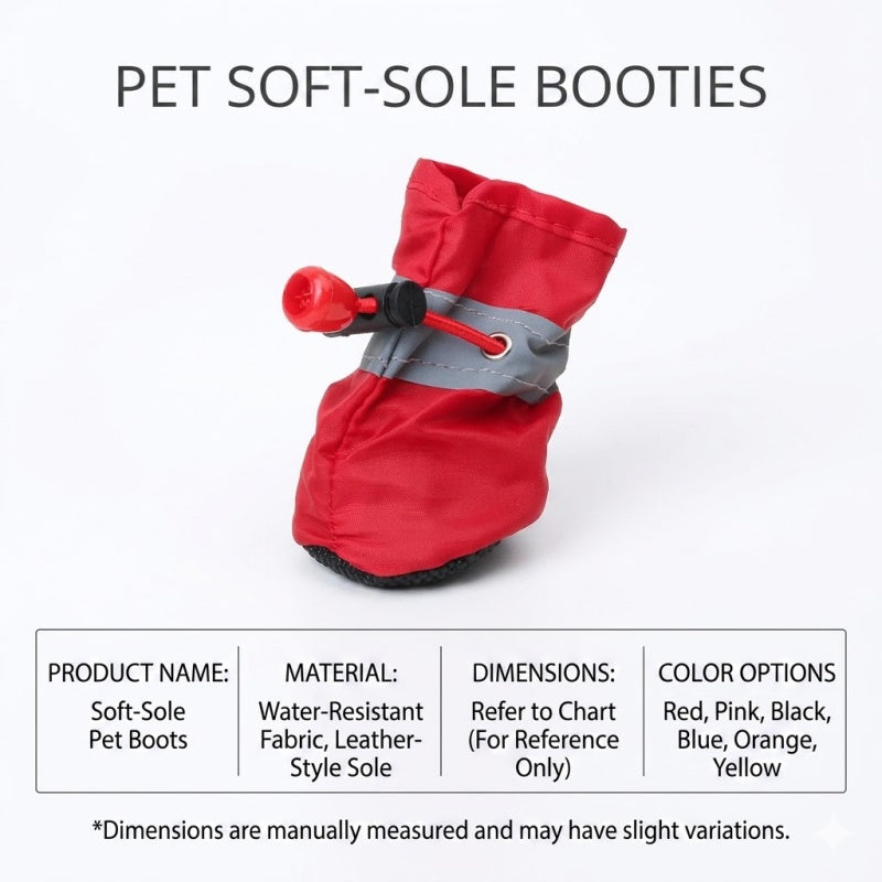 Water-Resistant Soft-Sole Dog Boots with Anti-Slip Sole and Reflective Straps