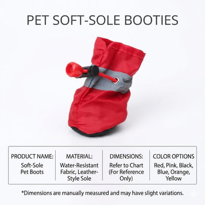 Water-Resistant Soft-Sole Dog Boots with Anti-Slip Sole and Reflective Straps